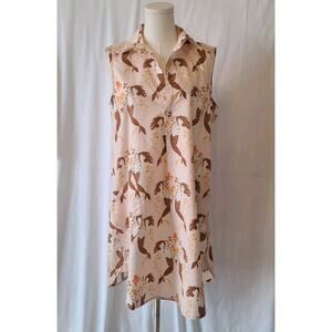 Anthropologie Uncle Frank Pink Mermaid Print Shirt Dress Small